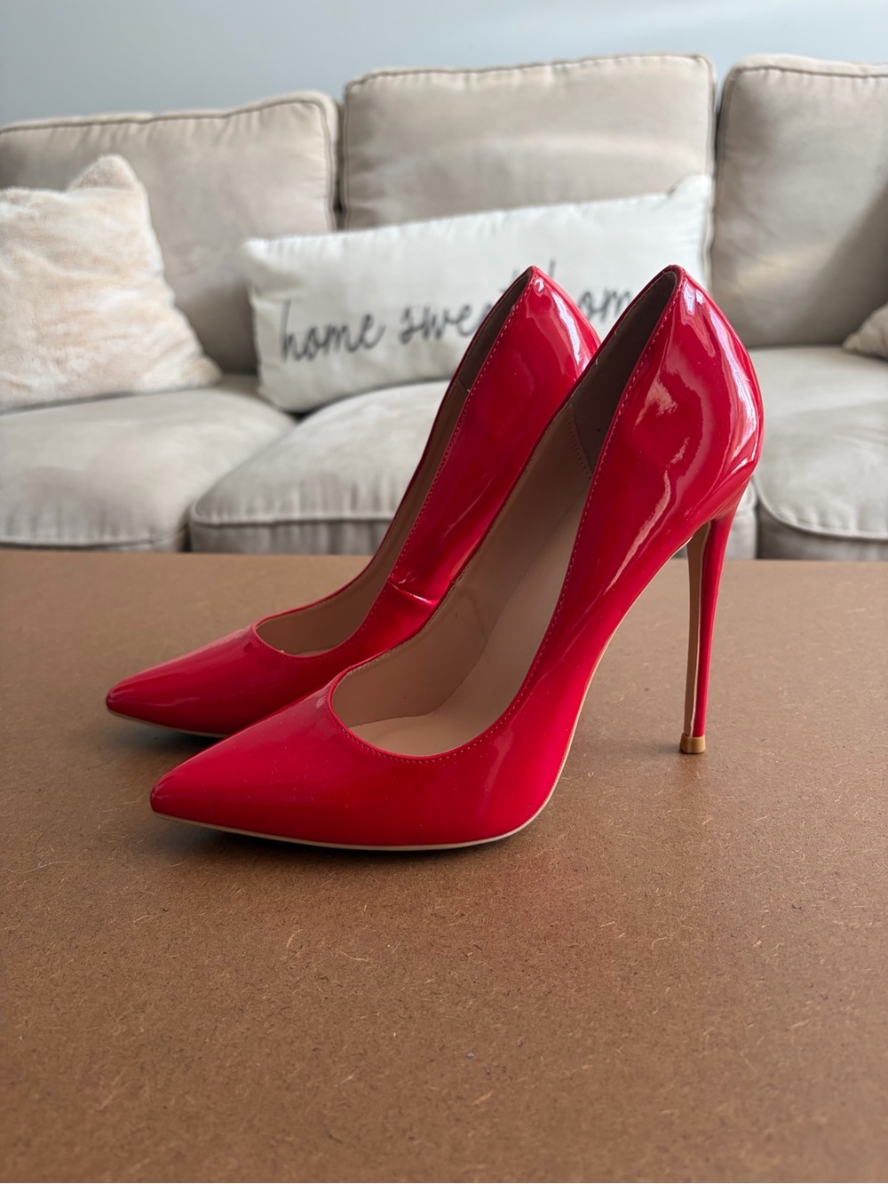 Red Patent Pointed-Toe Stiletto Pumps